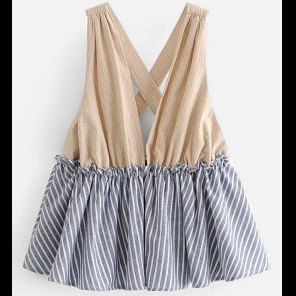 FREE PEOPLE ruffle hem striped top